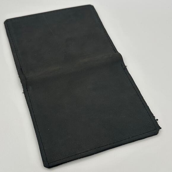 Minimalist Handmade Oaxaca Charcoal Gray Suede Leather Slim Cardholder Wallet - Picture 7 of 10
